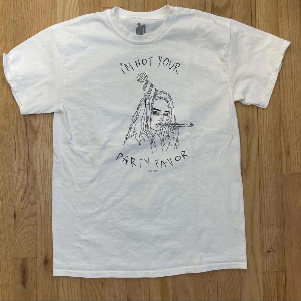 Billie Eilish Tee Small Not Your Party Favor White Music Pop T-Shirt Singer OBST